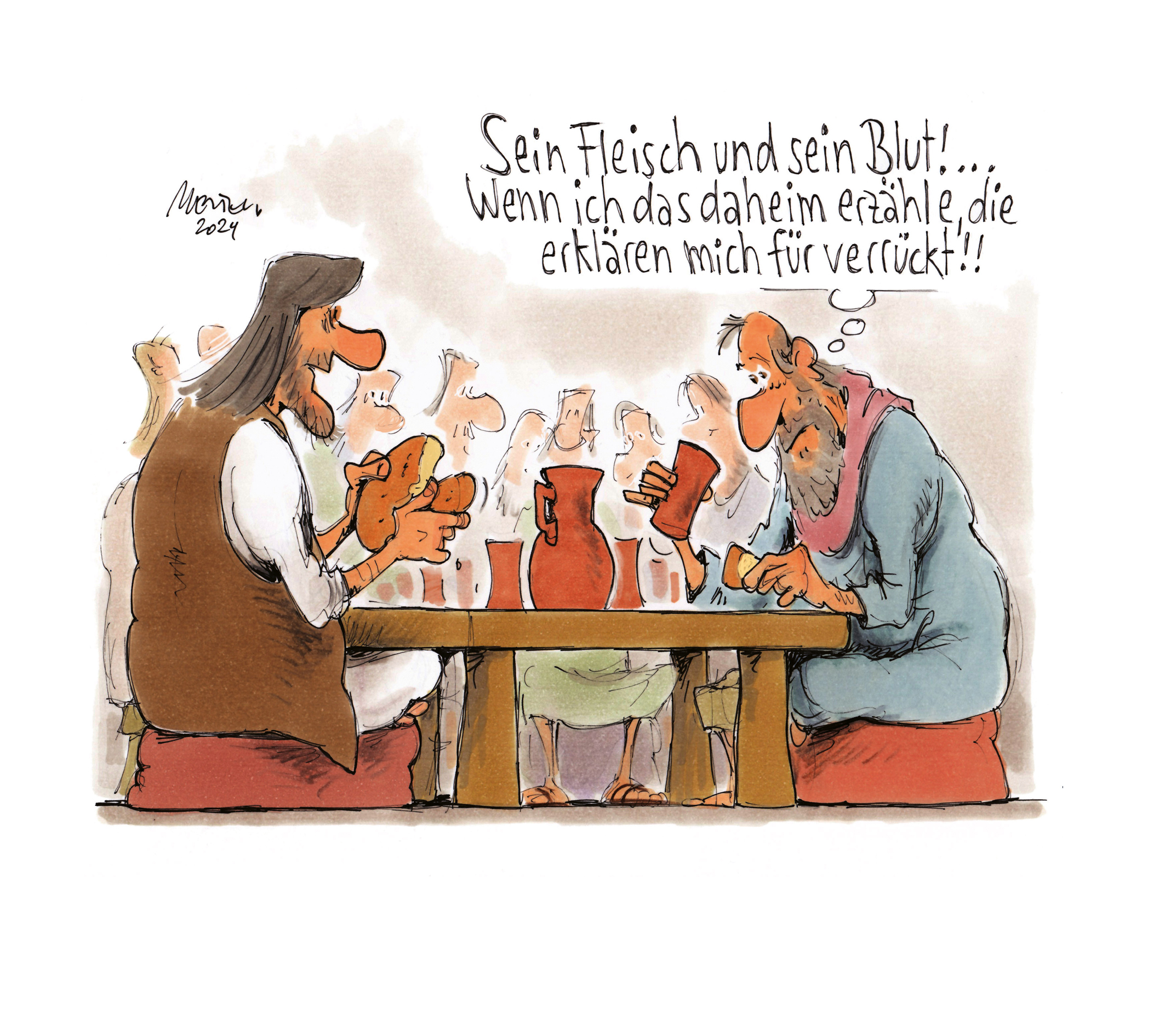 Karikatur Abendmahl Gerhard Mester